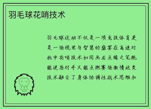 羽毛球花哨技术